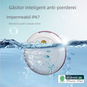 Tracker GPS Bluetooth impermeabil, model P20A, compatibil Android și iOS, cu atașament de breloc