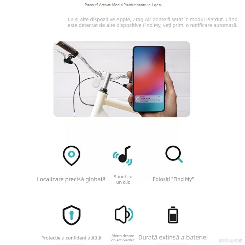 Ztag Air Ztag_11B Mini Tracker Inteligent Anti-Pierdere pentru Portofel și Chei, cu Certificare MFI, Compatibil Find My pe iOS, Rază 50 m, Carcasă PC