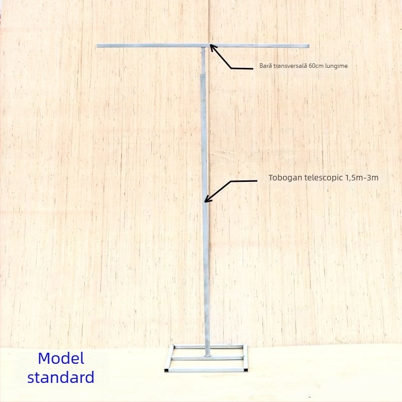 Stâlp telescopic din fier pentru fundal de nuntă cu perdea din plasă, suport în formă de T