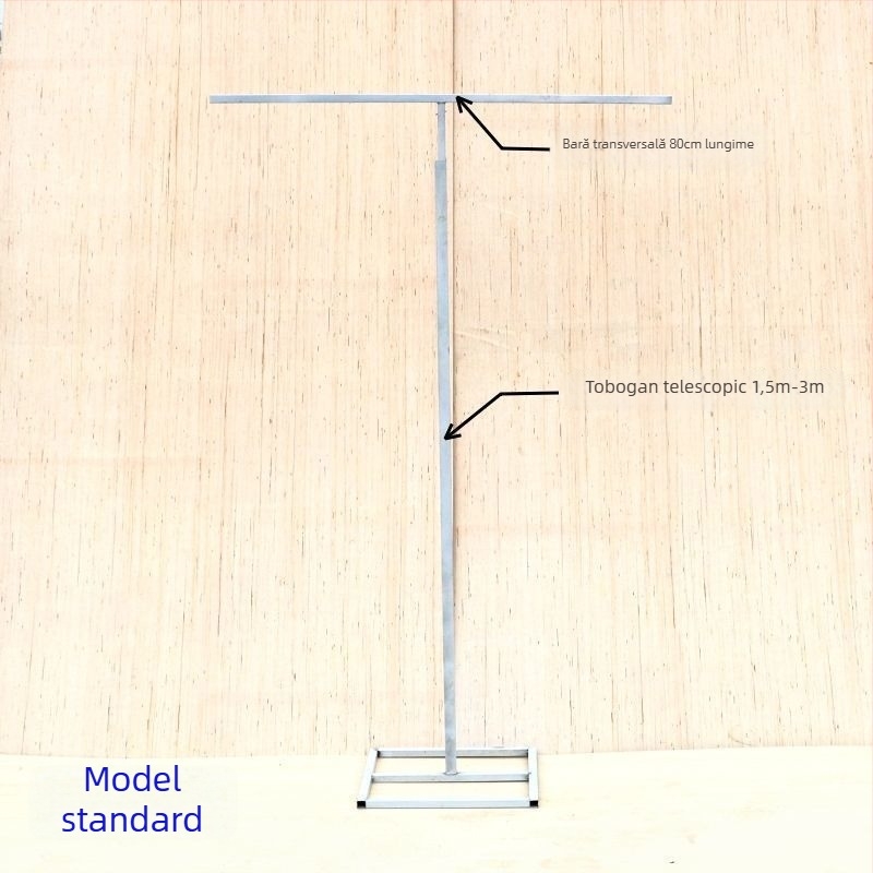 Stâlp telescopic din fier pentru fundal de nuntă cu perdea din plasă, suport în formă de T