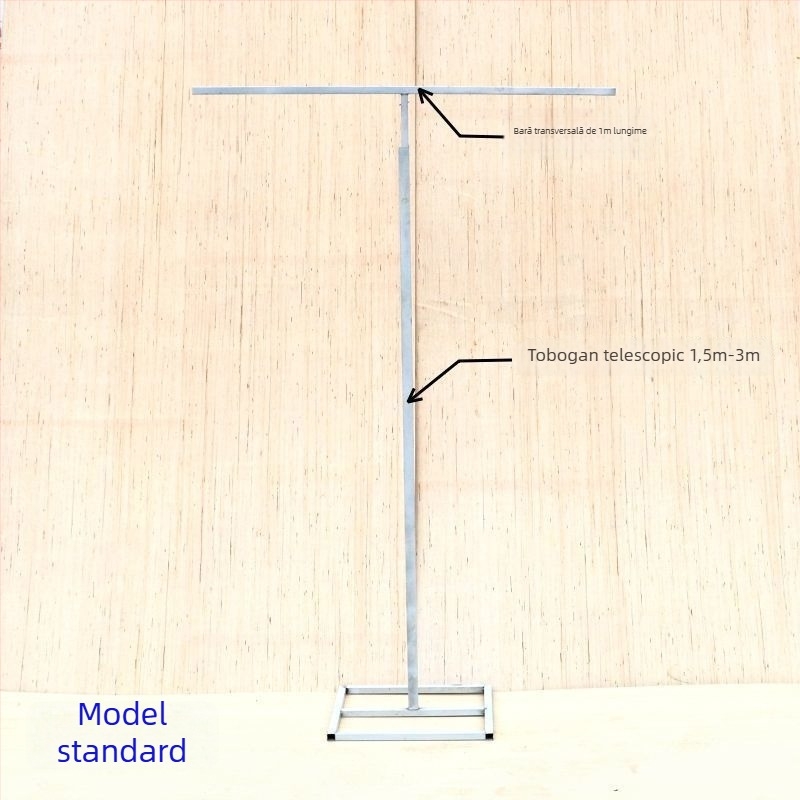 Stâlp telescopic din fier pentru fundal de nuntă cu perdea din plasă, suport în formă de T