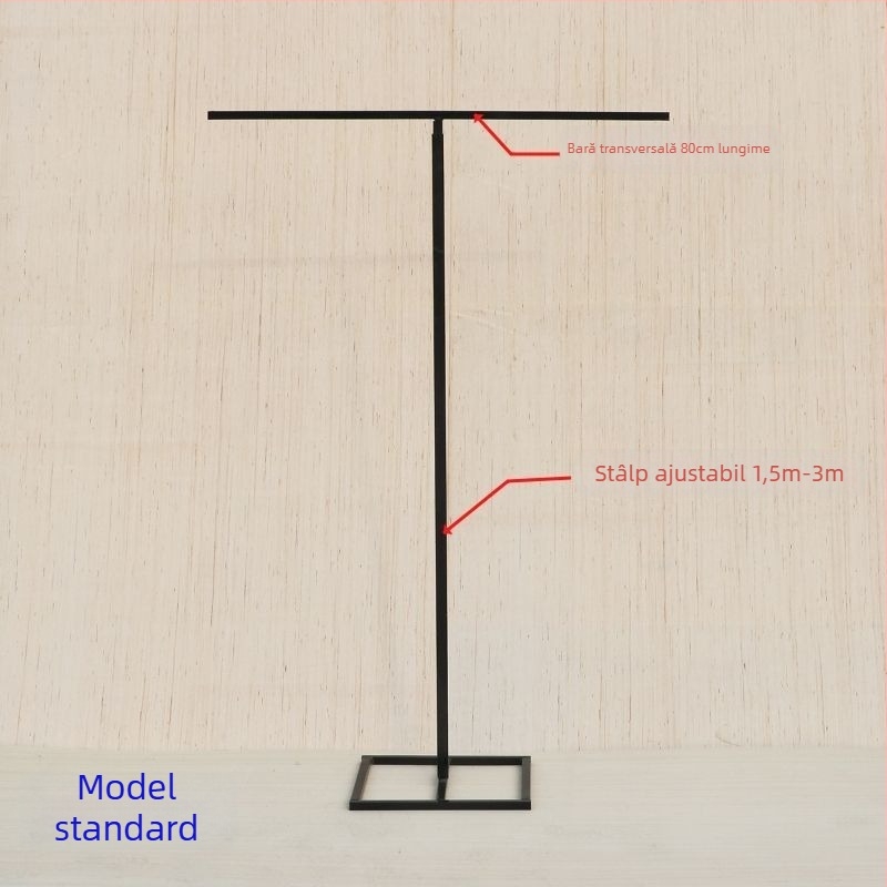 Stâlp telescopic din fier pentru fundal de nuntă cu perdea din plasă, suport în formă de T