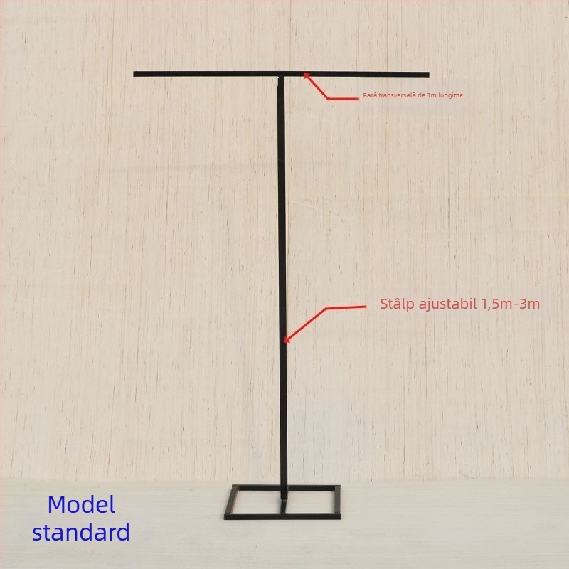 Stâlp telescopic din fier pentru fundal de nuntă cu perdea din plasă, suport în formă de T