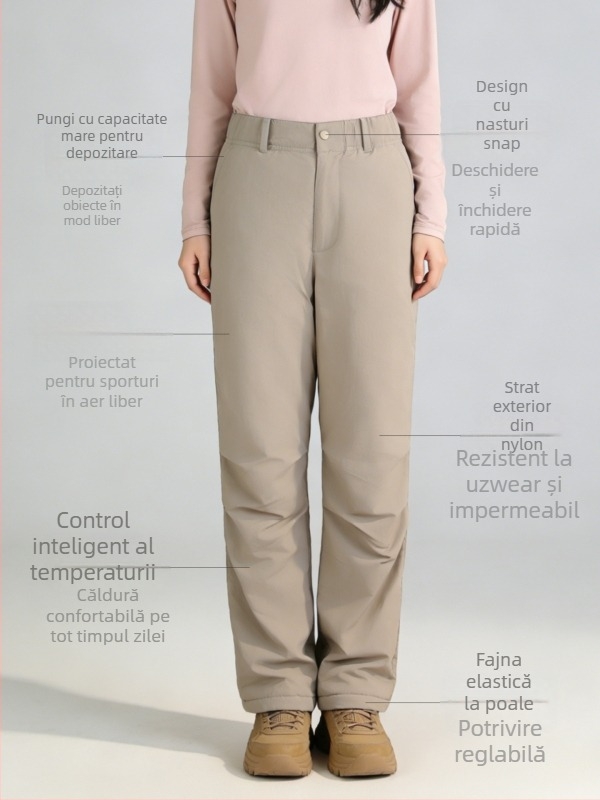 Pantaloni pentru femei din poliester, model solid, lungi, pentru iarnă, primăvară și toamnă