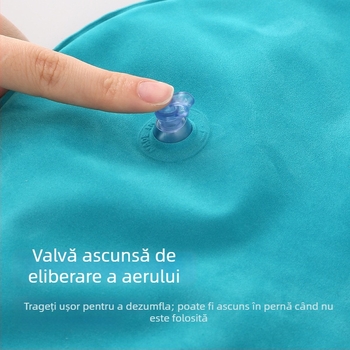 Pernă de călătorie tip U, gonflabilă, pliabilă și ușor de transport, umplută cu aer, potrivită pentru adulți, sub 0,5 kg