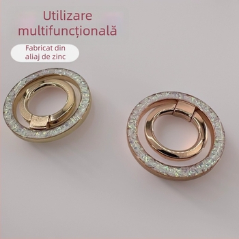 Suport magnetic pentru telefon cu inel pe spate rotativ, fără adeziv, suport de birou din aliaj metalic