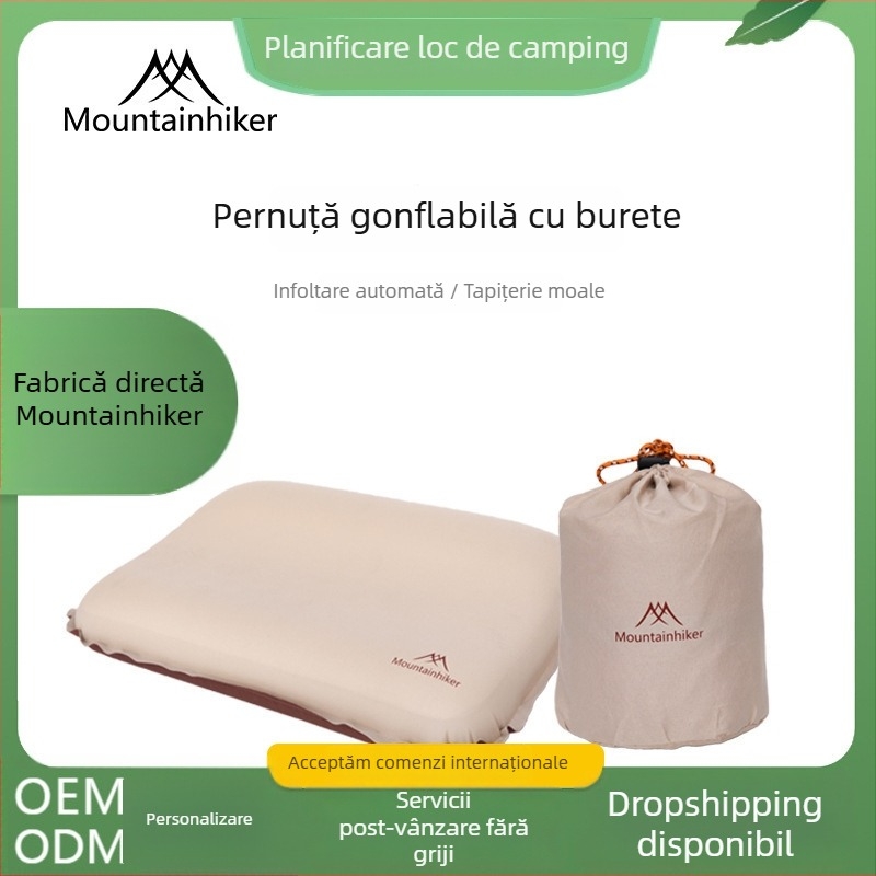 Mountain Guest pernă gonflabilă pentru camping în aer liber, în formă de brânză, cu husă, portabilă pentru călătorii