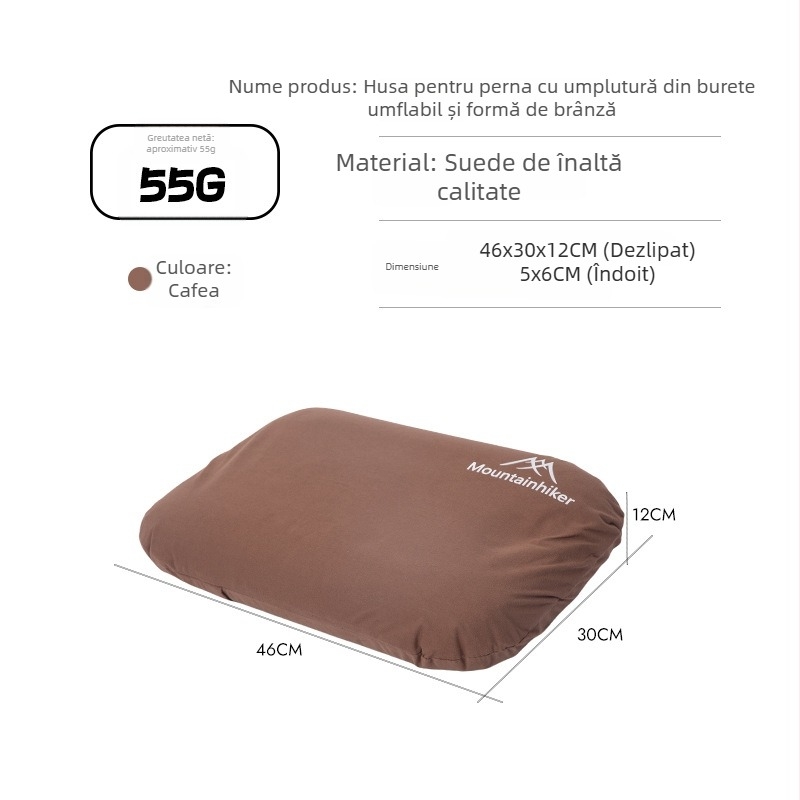 Mountain Guest pernă gonflabilă pentru camping în aer liber, în formă de brânză, cu husă, portabilă pentru călătorii