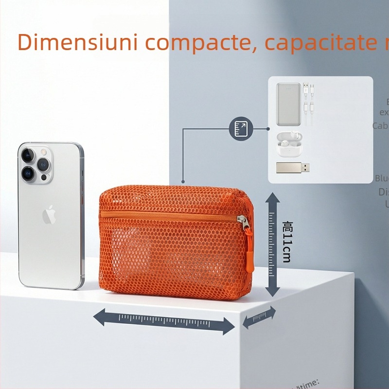 Geantă de stocare pentru produse electronice, stil cub, model D-89, poliester, portabilă, stil japonez