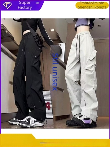 Pantaloni softshell cu plisare pentru stil montan, largi, casual, lungi (Talie medie, Închidere cu șnur, Material Milk Silk, Elastice micro, Iarna 2025)