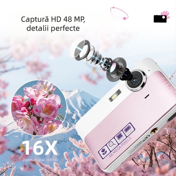 Amkov cameră digitală pentru începători (8 MP senzor CMOS, rezoluție maximă 24 MP, ecran LCD de 2,4 inch, zoom digital 16x, stabilizare electronică a imaginii)