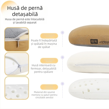 Pernă din spumă cu memorie, design în stil nor minimalist (Model LR-1204 • Grosime: 10 cm • Greutate: 430 g • Material: spumă cu memorie)