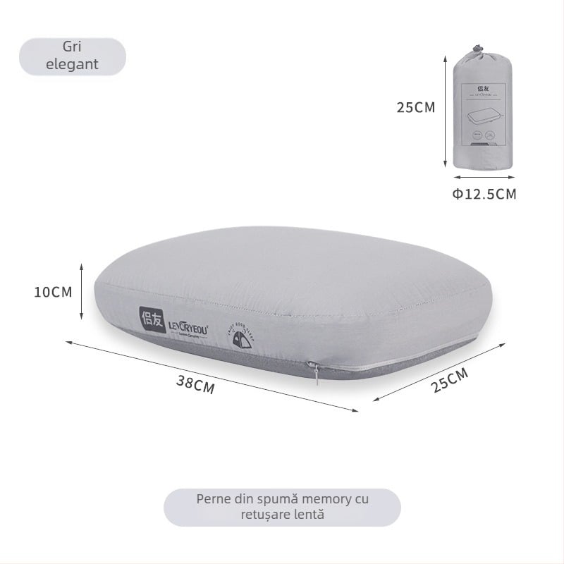 Pernă din spumă cu memorie, design în stil nor minimalist (Model LR-1204 • Grosime: 10 cm • Greutate: 430 g • Material: spumă cu memorie)