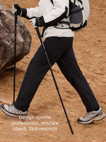 Gray Shell pantaloni de drumeție bărbați, poliester, uni, lungi, potriviți pentru iarnă, primăvară și toamnă