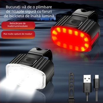 Set de iluminare pentru bicicletă: far frontal cu luminozitate înaltă, lumină de spate impermeabilă, design eficient din punct de vedere energetic pentru plimbări nocturne