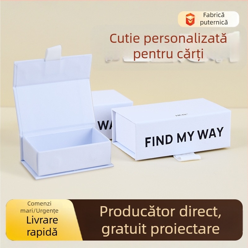 Cutie în formă de carte pentru ambalaje personalizate de cadouri pentru cosmetice și electronice, închidere magnetică, hârtie 250gsm, imprimare siglă, embossing și imprimare UV