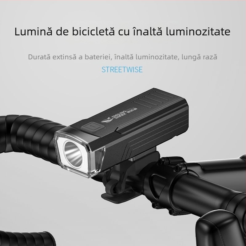 Lumină frontală reîncărcabilă pentru bicicletă – ciclism nocturn montan, iluminare puternică