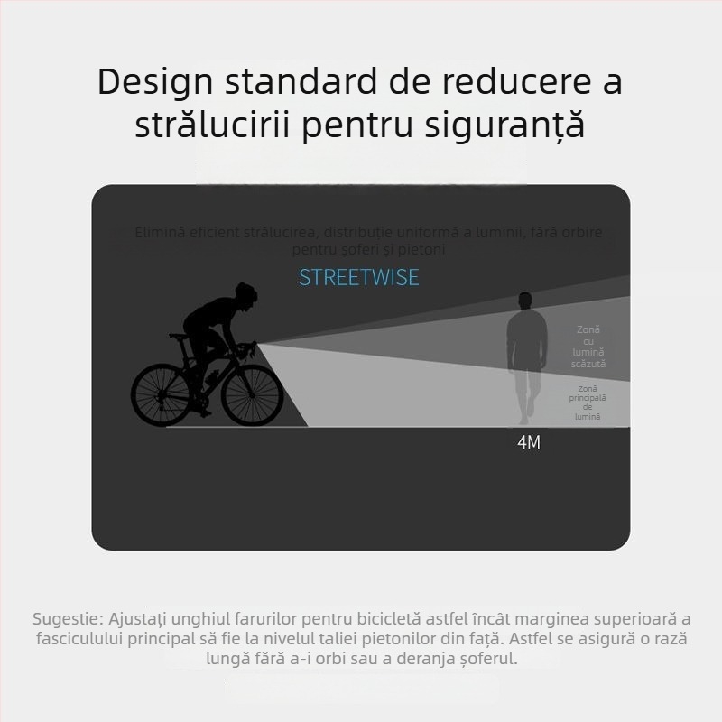 Lumină frontală reîncărcabilă pentru bicicletă – ciclism nocturn montan, iluminare puternică