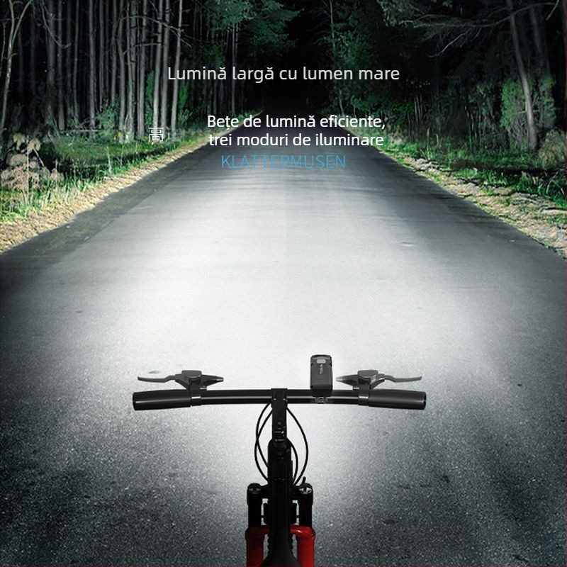 Lumină frontală reîncărcabilă pentru bicicletă – ciclism nocturn montan, iluminare puternică