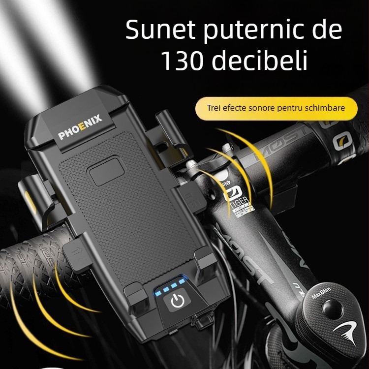 Phoenix far pentru biciclete cu sonerie integrată și suport pentru telefon pentru biciclete de munte și de oraș, model 2025