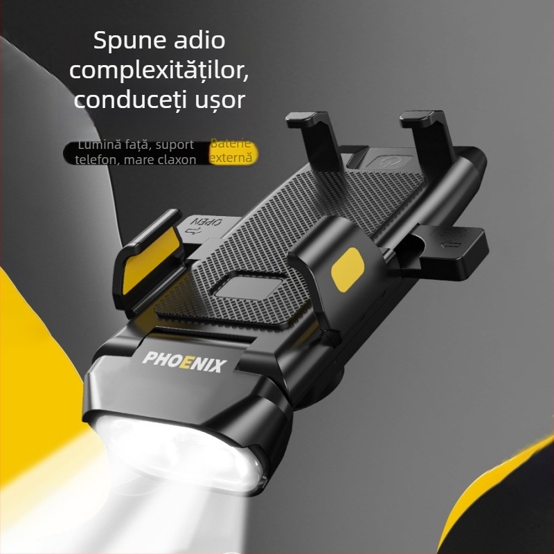 Phoenix far pentru biciclete cu sonerie integrată și suport pentru telefon pentru biciclete de munte și de oraș, model 2025