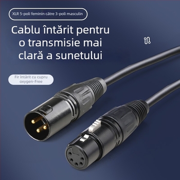 Cablu DMX512 XLR pentru iluminat de scenă, adaptor 3 pini la 5 pini / 3 pini la 5 pini, conductor din cupru, contacte placate cu nichel, RoHS