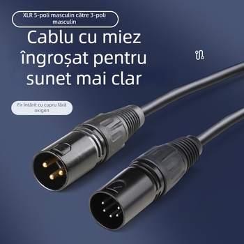 Cablu DMX512 XLR pentru iluminat de scenă, adaptor 3 pini la 5 pini / 3 pini la 5 pini, conductor din cupru, contacte placate cu nichel, RoHS