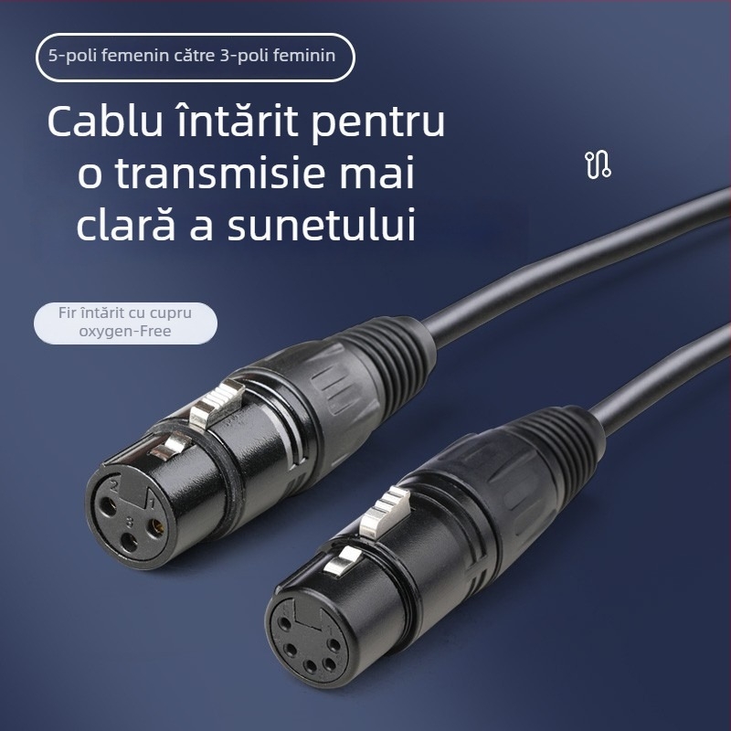 Cablu DMX512 XLR pentru iluminat de scenă, adaptor 3 pini la 5 pini / 3 pini la 5 pini, conductor din cupru, contacte placate cu nichel, RoHS
