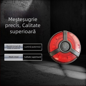 Lumină spate pentru bicicletă, încărcare USB, luminozitate mare, pentru biciclete de munte – lumină de avertizare/frână, montaj cu curea, baterie 300mAh