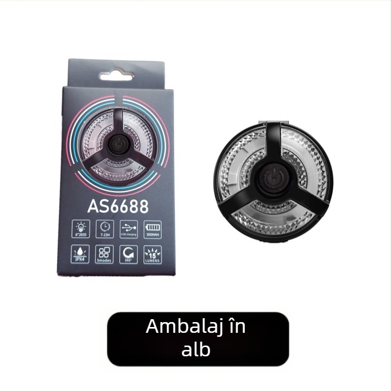 Lumină spate pentru bicicletă, încărcare USB, luminozitate mare, pentru biciclete de munte – lumină de avertizare/frână, montaj cu curea, baterie 300mAh