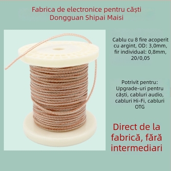 KMC-HIFI01 Cablu DIY pentru căști cu 8 fire, din cupru placat cu argint, cablu audio ecranat HiFi