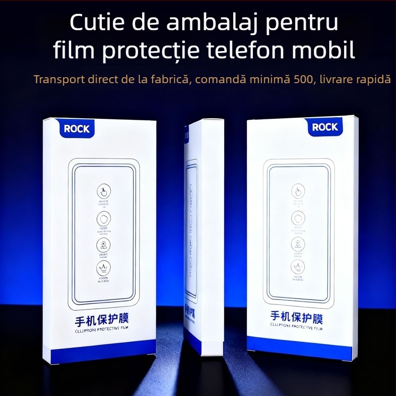 Cutie de ambalare pentru folie de protecție a telefonului - imprimare offset, carton alb, 350 gsm, cutie tip avion, Blue Dot marcă
