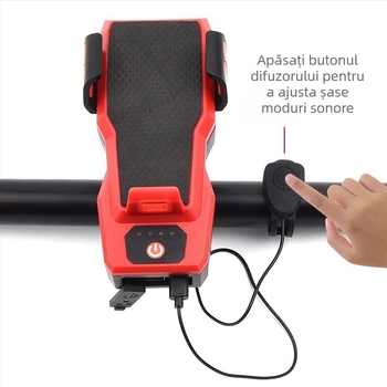 Lumină frontală pentru bicicletă cu 3 LED și suport pentru telefon — Brand Red Light Fox / Chiguangfox, Personalizare disponibilă, Brand privat autorizat