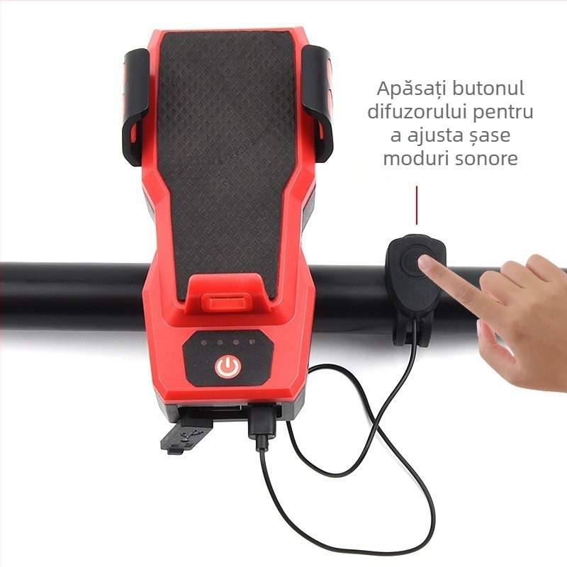 Lumină frontală pentru bicicletă cu 3 LED și suport pentru telefon — Brand Red Light Fox / Chiguangfox, Personalizare disponibilă, Brand privat autorizat