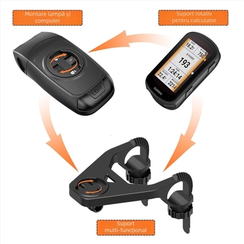 Suport pentru lumină de bicicletă și montură GPS pentru calculator, cu claxon, compatibil Garmin Forerunner, bază Blackbird HTS-EC-A