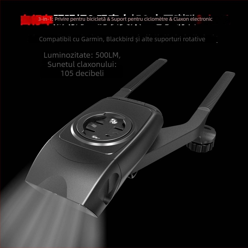 Suport pentru lumină de bicicletă și montură GPS pentru calculator, cu claxon, compatibil Garmin Forerunner, bază Blackbird HTS-EC-A