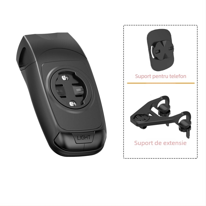Suport pentru lumină de bicicletă și montură GPS pentru calculator, cu claxon, compatibil Garmin Forerunner, bază Blackbird HTS-EC-A