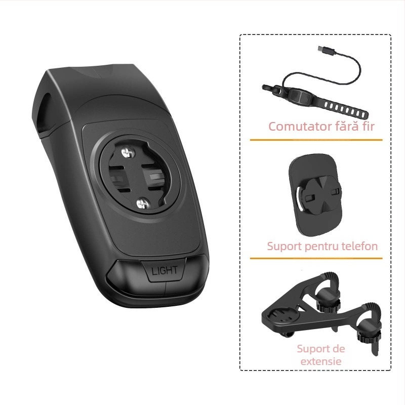Suport pentru lumină de bicicletă și montură GPS pentru calculator, cu claxon, compatibil Garmin Forerunner, bază Blackbird HTS-EC-A
