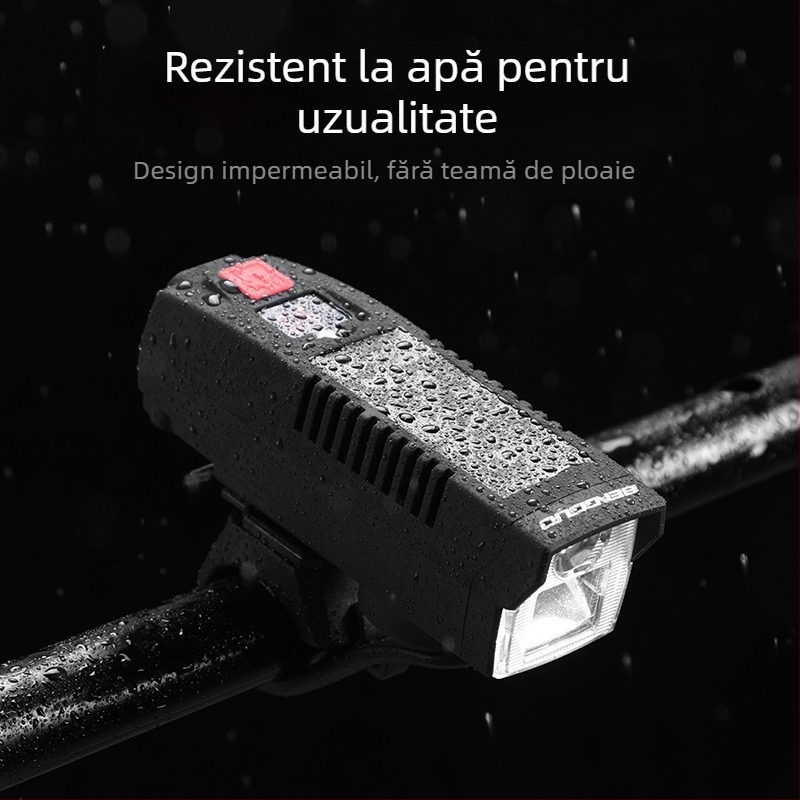 Far frontal pentru bicicletă, alimentare solară și încărcare USB