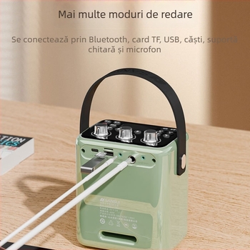 Landscape difuzor karaoke portabil T80, cu microfon, Bluetooth, USB și card de memorie, bas puternic