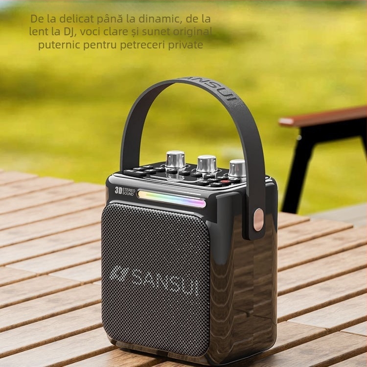 Landscape difuzor karaoke portabil T80, cu microfon, Bluetooth, USB și card de memorie, bas puternic