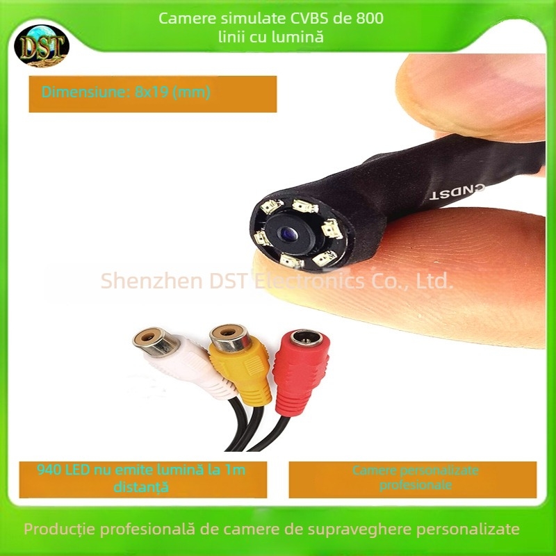 Mini cameră infraroșu pentru supraveghere — rezoluție 1000 linii; obiectiv 3.6 mm; iluminare minimă 0.01 lux; distanță IR 2 m; alimentare DC12V