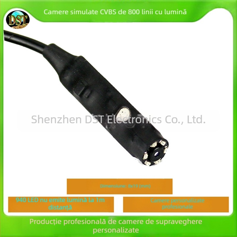 Mini cameră infraroșu pentru supraveghere — rezoluție 1000 linii; obiectiv 3.6 mm; iluminare minimă 0.01 lux; distanță IR 2 m; alimentare DC12V