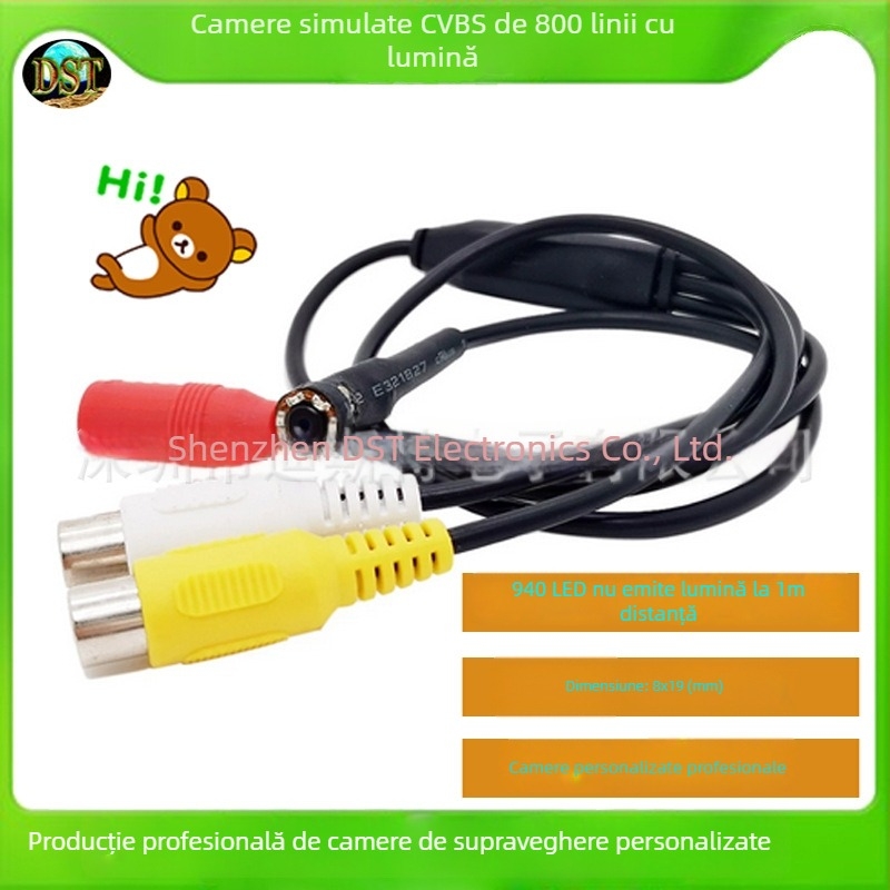 Mini cameră infraroșu pentru supraveghere — rezoluție 1000 linii; obiectiv 3.6 mm; iluminare minimă 0.01 lux; distanță IR 2 m; alimentare DC12V