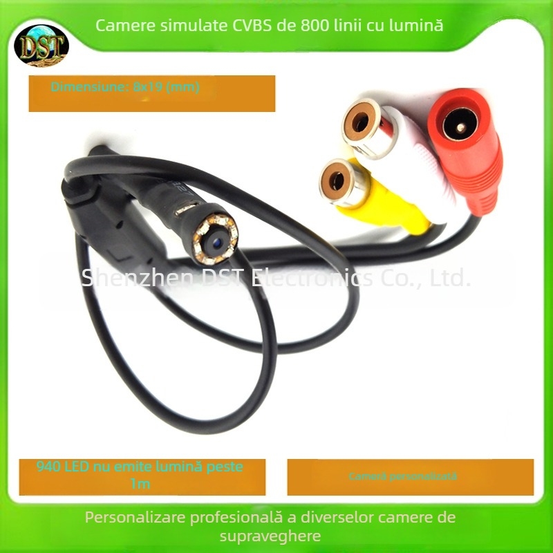 Mini cameră infraroșu pentru supraveghere — rezoluție 1000 linii; obiectiv 3.6 mm; iluminare minimă 0.01 lux; distanță IR 2 m; alimentare DC12V