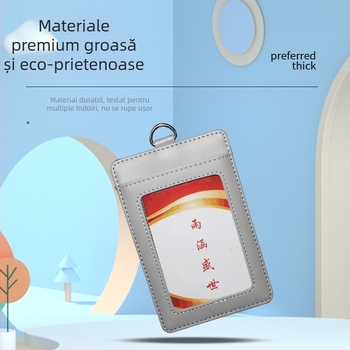 Portcard din piele cu 3 compartimente, lanier cu fermoar pentru tragere ușoară, stil business/unisex