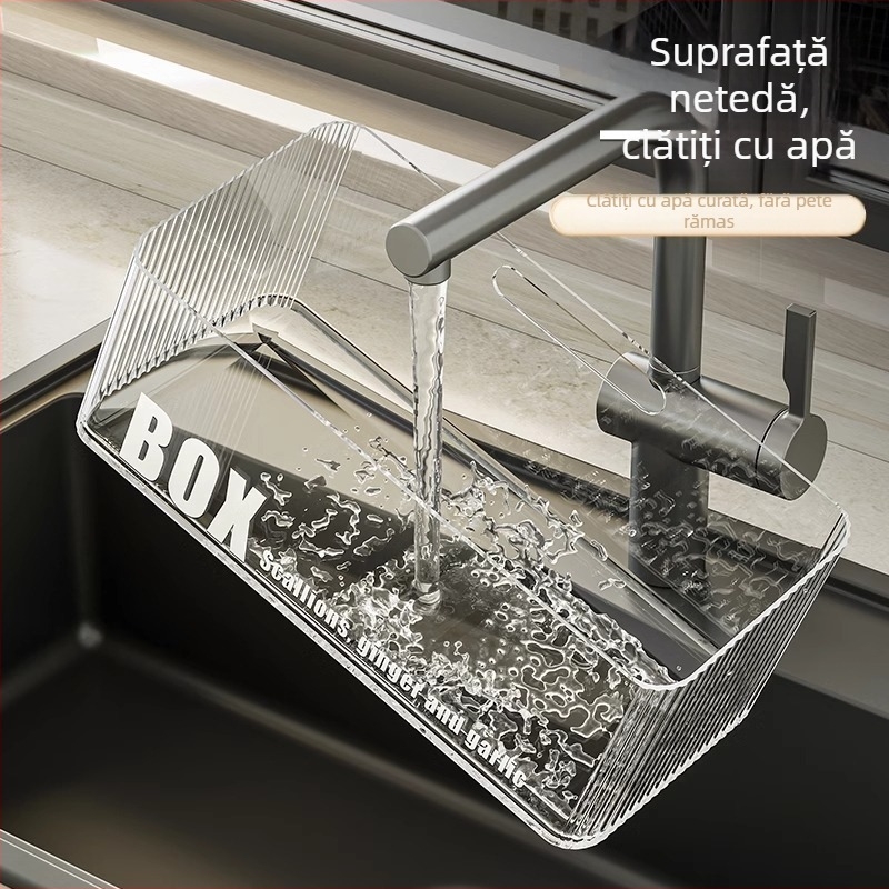 Raft de depozitare pentru bucătărie, montat pe perete, pentru ceapă verde, ghimbir și usturoi — plastic, MM-WM-150, un nivel, încărcare 20, montaj fără găuri