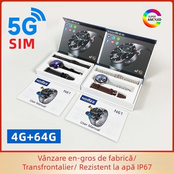 Ceas inteligent cu slot SIM, cameră frontală, GPS, apeluri video, Android compatibil