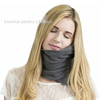 Perna de călătorie în formă de U, umplutură latex, husă din 100% bumbac pentru adulți, greutate sub 0,5 kg.