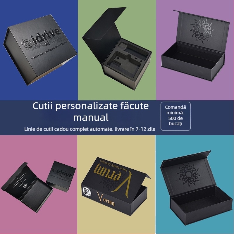 Cutie de ambalaj personalizabilă cu capac magnetic, în formă de carte, pentru produse cosmetice și digitale, cutie UV cadou, carton 1200 g